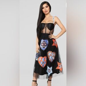 Fashion nova love to adore me patch dress  xs